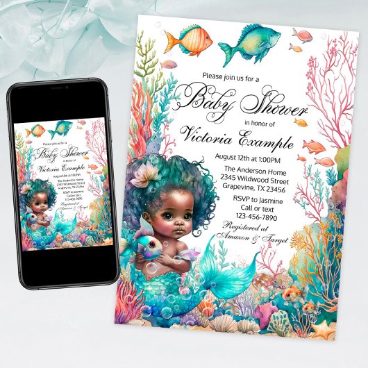 アフリカの人魚ベビーシャワー 招待状