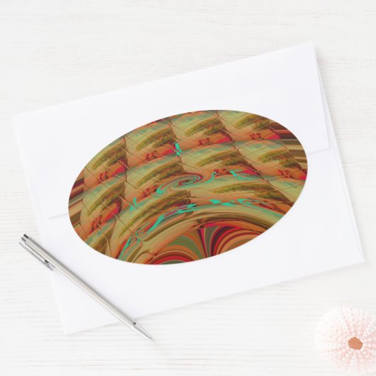 アフリカの伝統 ハクナマタタ 山岳 エスニック モティーフ 楕円形シール (封筒)