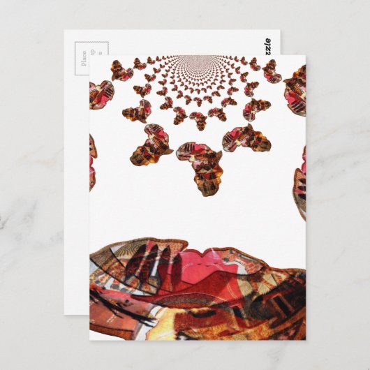 アフリカの動き:万華鏡のように千変万化するパターン地図デザイン ポストカード (正面/裏面)