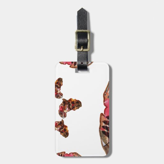 アフリカの動き：万華鏡のように千変万化するパターン地図デザイン ラゲッジタグ (正面縦)