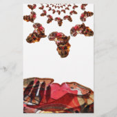 アフリカの動き：万華鏡のように千変万化するパターン地図デザイン 便箋 (正面)