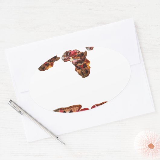 アフリカの動き:万華鏡のように千変万化するパターン地図デザイン 楕円形シール (封筒)