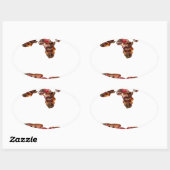 アフリカの動き:万華鏡のように千変万化するパターン地図デザイン 楕円形シール (シート)