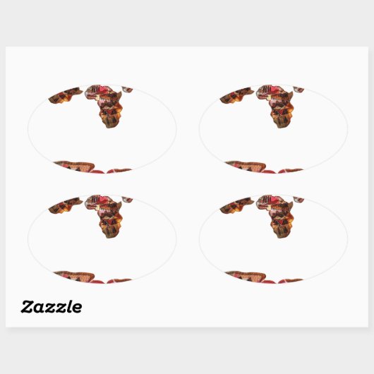 アフリカの動き:万華鏡のように千変万化するパターン地図デザイン 楕円形シール (シート)