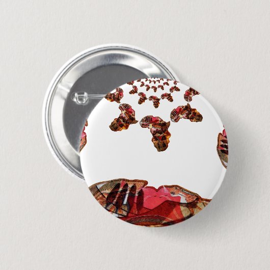 アフリカの動き：万華鏡のように千変万化するパターン地図デザイン 缶バッジ (正面&裏面)
