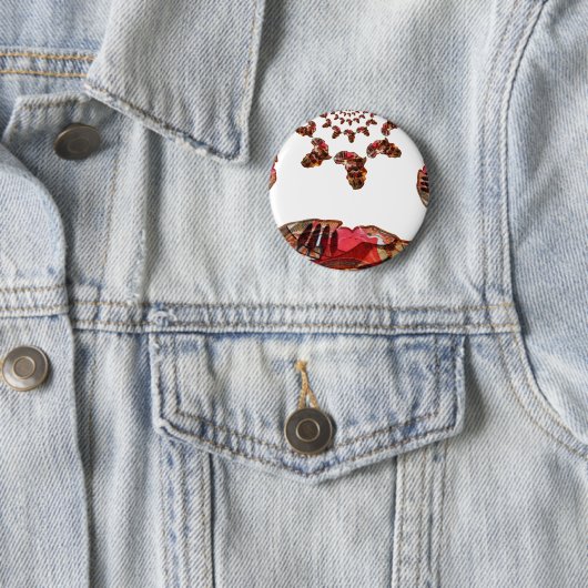 アフリカの動き：万華鏡のように千変万化するパターン地図デザイン 缶バッジ (インサイチュ)