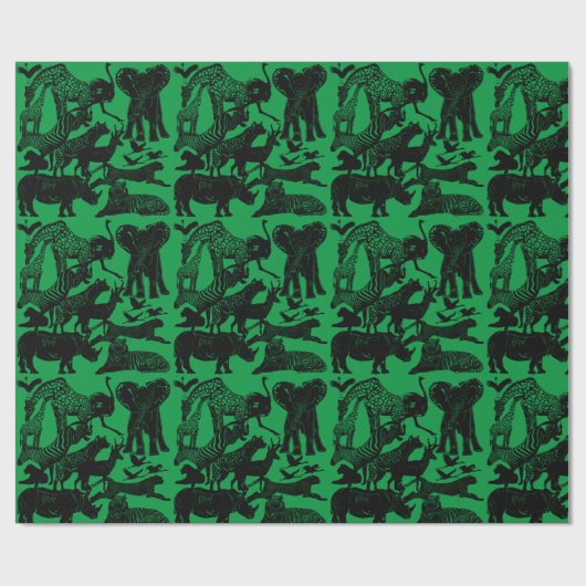 アフリカの動物たちのかわいい贈ユニークり物 ラッピングペーパー (フラット)