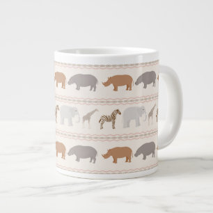 アフリカの動物のパターン1 ジャンボコーヒーマグカップ