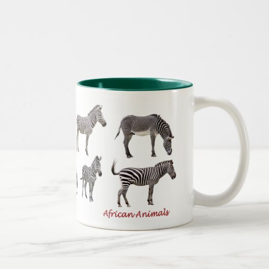 アフリカの動物のマグカップ ツートーンマグカップ (右)