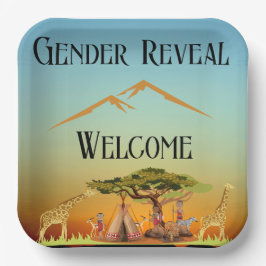 アフリカの動物の性別表示エンクロージャカード ペーパープレート