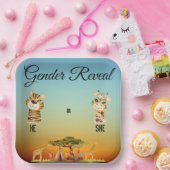 アフリカの動物の性別表示エンクロージャカード ペーパープレート (パーティー)