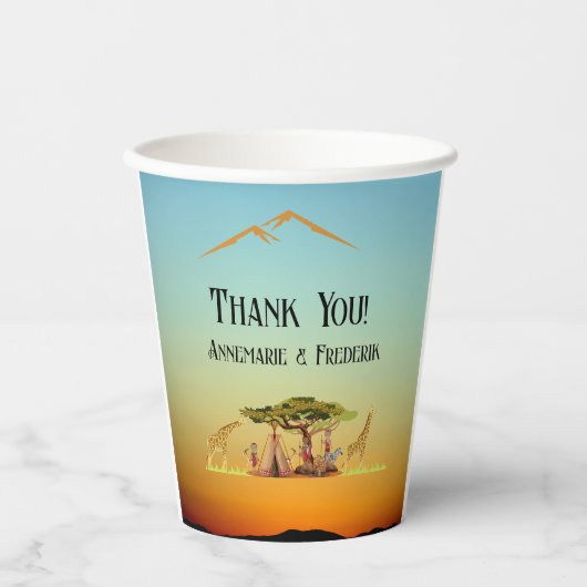 アフリカの動物を性別で明らかにする 紙コップ (正面)