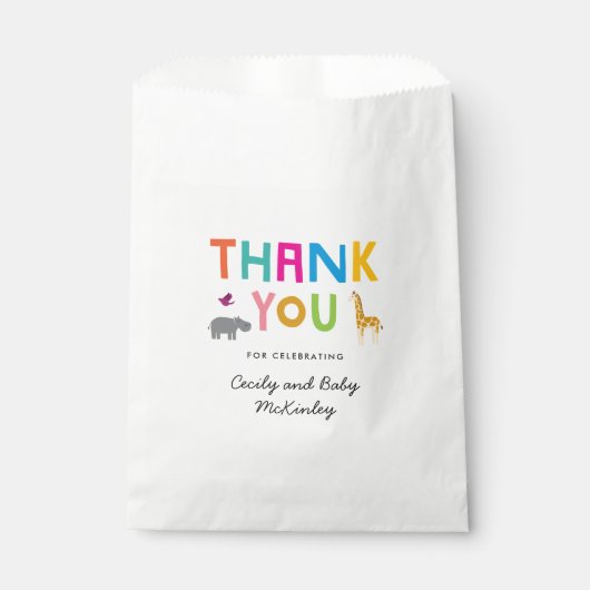 アフリカの動物サファリの赤ちゃんシャワーのお気に入り フェイバーバッグ (正面)