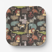 アフリカの動物パターン ペーパープレート (正面)