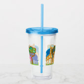 アフリカの動物フォークアート子供のデザイン アクリルタンブラー (右)