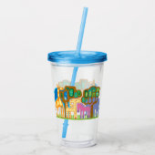 アフリカの動物フォークアート子供のデザイン アクリルタンブラー (裏面)