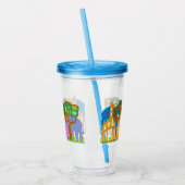 アフリカの動物フォークアート子供のデザイン アクリルタンブラー (左)