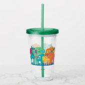 アフリカの動物フォークアート子供のデザイン アクリルタンブラー (正面)