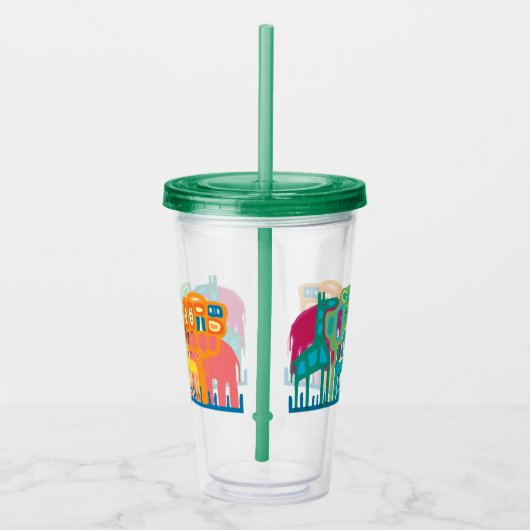 アフリカの動物フォークアート子供のデザイン アクリルタンブラー (右)