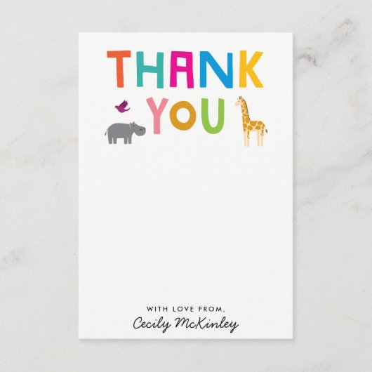 アフリカの動物フラットサンキューノートカード ノートカード (正面)