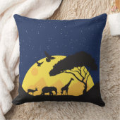 アフリカの動物 – シルエットサンセットワイルドライフ クッション (ブランケット)