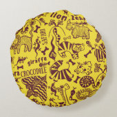 アフリカの動物：文化のシームレスなパターン。 ラウンドクッション (裏面)