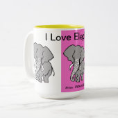 アフリカの動物 – 私は象を愛する – 野生動物 – ピンク ツートーンマグカップ (正面左)