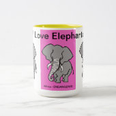 アフリカの動物 – 私は象を愛する – 野生動物 – ピンク ツートーンマグカップ (中央)