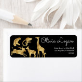 アフリカの動物 |金ゴールド住所 シール (インサイチュ)