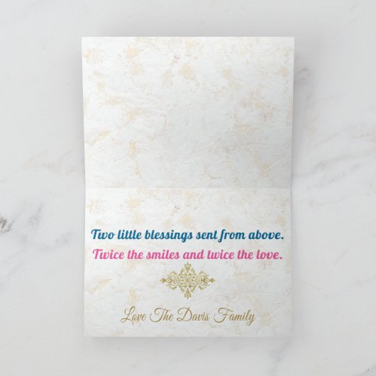 アフリカの双子|男の子と女の子の誕生おめでとうカード カード (内部)