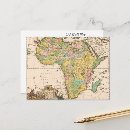 アフリカの古代世界地図 ポストカード (正面/裏面インサイチュ)