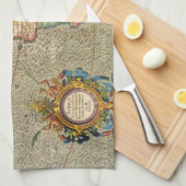 アフリカの古地図ジェラルダス・メルカトル世界地図 キッチンタオル (四つ折り)