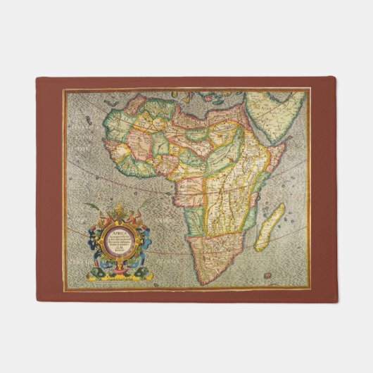 アフリカの古地図ジェラルドゥス・メルカトルによる世界地図 ドアマット (正面)