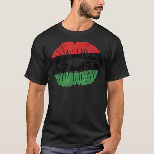 アフリカの唇アフリカ国旗の黒い歴史月間プライド Tシャツ (正面)