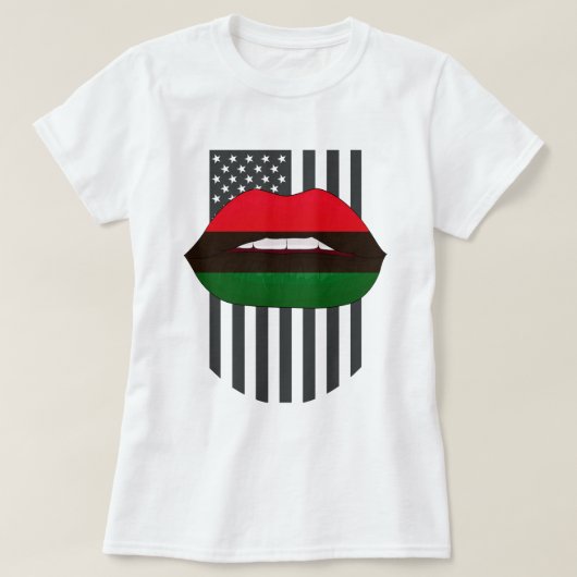 アフリカの唇赤緑黒の歴史月 Tシャツ (デザイン正面)