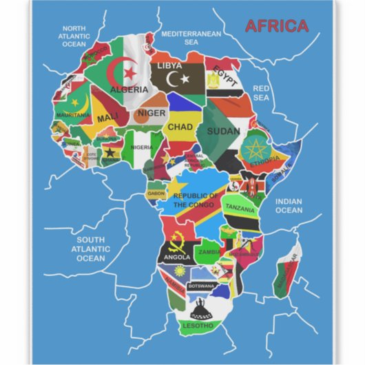 アフリカの国旗の地図 シール (正面)