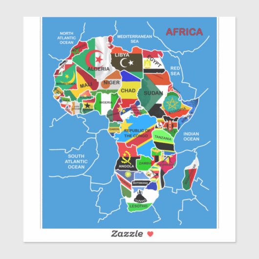 アフリカの国旗の地図 シール (シート)