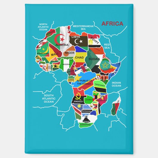 アフリカの国旗の地図 マグネット (正面)