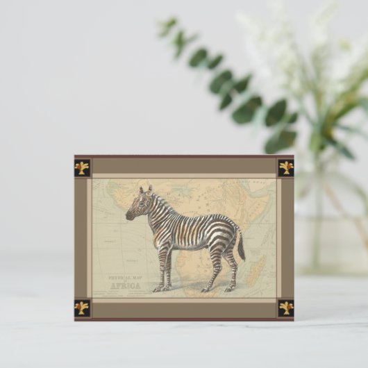 アフリカの地図およびシマウマ ポストカード (スタンド正面)
