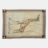 アフリカの地図とキリン キッチンタオル (横)