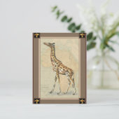 アフリカの地図とキリン ポストカード (スタンド正面)