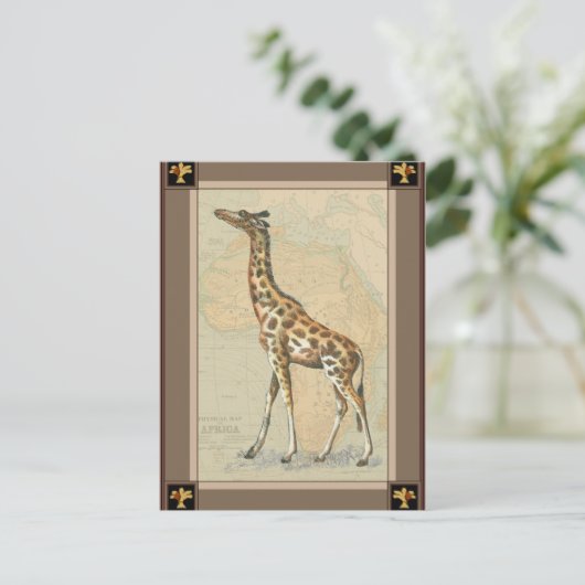 アフリカの地図とキリン ポストカード (スタンド正面)