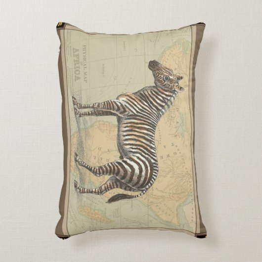 アフリカの地図とゼブラ アクセントクッション (正面(垂直))