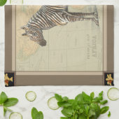 アフリカの地図とゼブラ キッチンタオル (折り畳み)