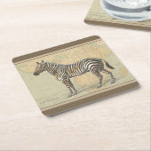 アフリカの地図とゼブラ スクエアペーパーコースター (アングル)