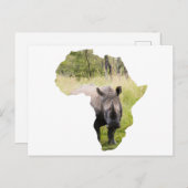 アフリカの地図と夕日 ポストカード (正面/裏面)