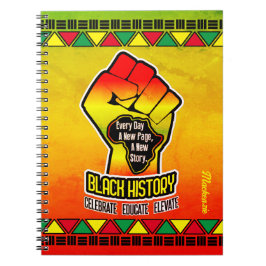 アフリカの地図と拳をオンにした黒いグランジ歴史 ノートブック