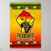 アフリカの地図と拳をオンにした黒いグランジ歴史 ポスター (正面)