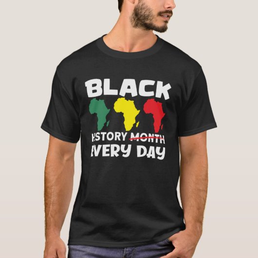 アフリカの地図と黒の歴史(月) 1 Tシャツ (正面)