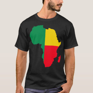 アフリカの地図の中でクリップされたベナン国旗 Tシャツ